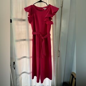 GB girls tie front tiered ruffle sleeve jumpsuit pink